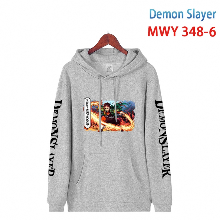 Demon Slayer Kimets Cartoon Sleeve Hooded Patch Pocket Cotton Sweatshirt from S to 4XL MWY 348 6