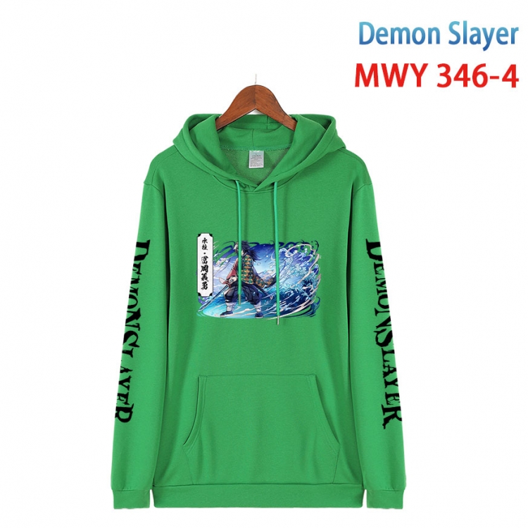 Demon Slayer Kimets Cartoon Sleeve Hooded Patch Pocket Cotton Sweatshirt from S to 4XL MWY 346 4