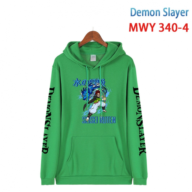 Demon Slayer Kimets Cartoon Sleeve Hooded Patch Pocket Cotton Sweatshirt from S to 4XL MWY 340 4