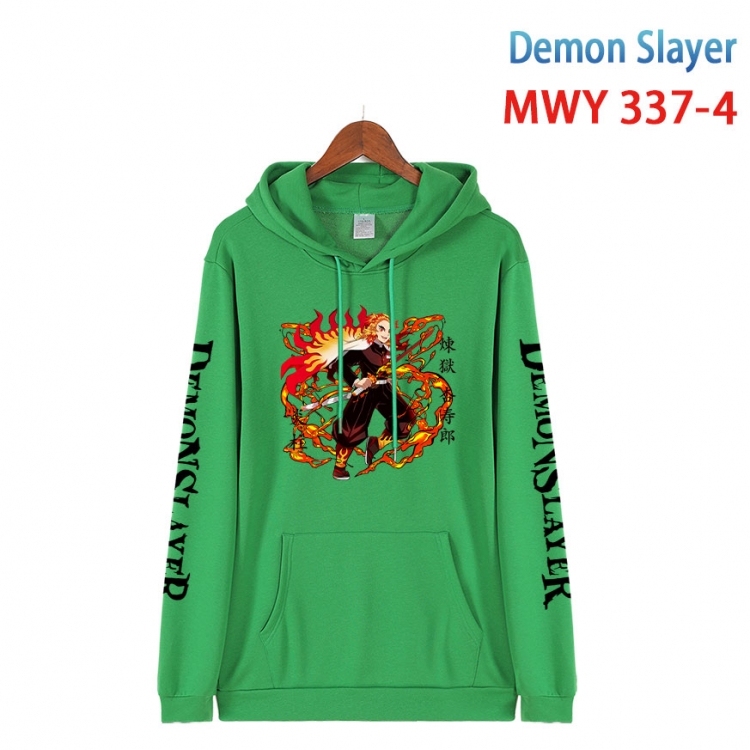 Demon Slayer Kimets Cartoon Sleeve Hooded Patch Pocket Cotton Sweatshirt from S to 4XL MWY 337 4