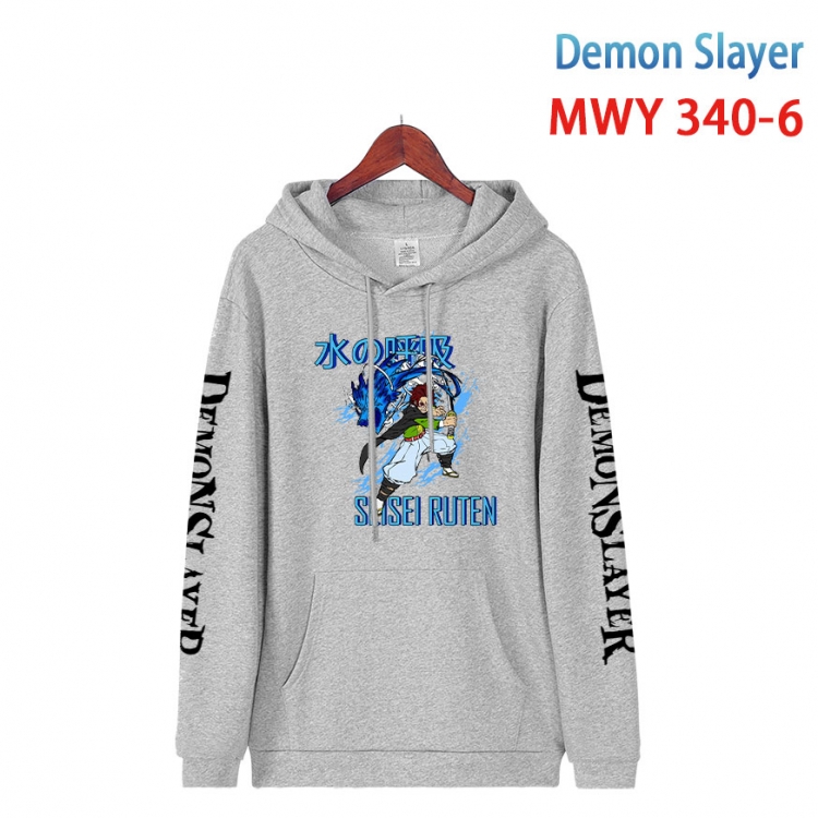 Demon Slayer Kimets Cartoon Sleeve Hooded Patch Pocket Cotton Sweatshirt from S to 4XL MWY 340 6