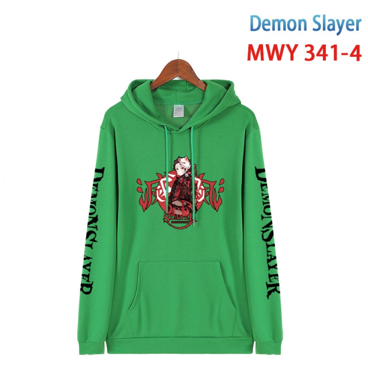 Demon Slayer Kimets Cartoon Sleeve Hooded Patch Pocket Cotton Sweatshirt from S to 4XL MWY 341 4