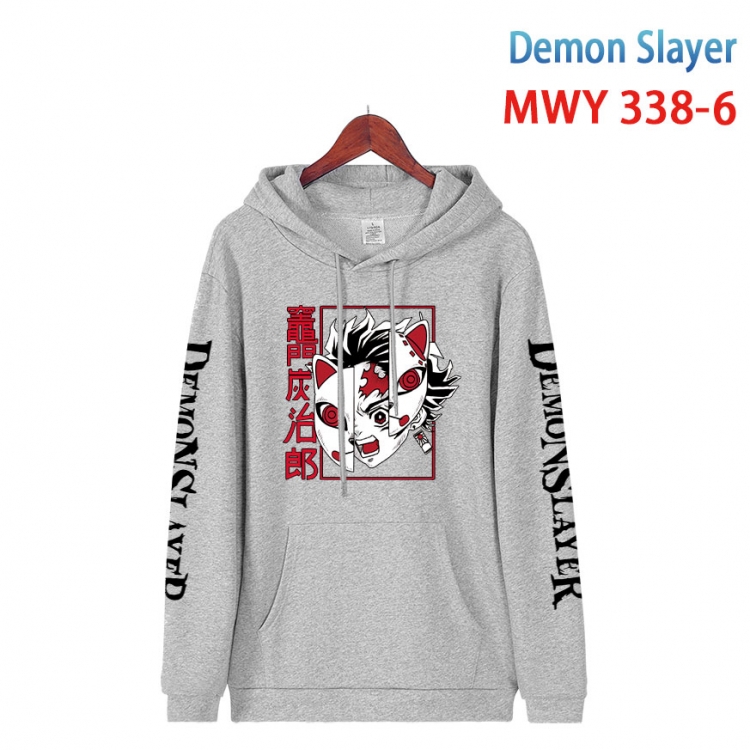 Demon Slayer Kimets Cartoon Sleeve Hooded Patch Pocket Cotton Sweatshirt from S to 4XL MWY 338 6