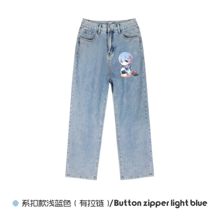 Re:Zero kara Hajimeru Isekai Seikatsu Elasticated No-Zip Denim Trousers from M to 3XL  NZCK03-2