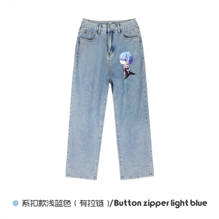 Re:Zero kara Hajimeru Isekai Seikatsu Elasticated No-Zip Denim Trousers from M to 3XL  NZCK03-4