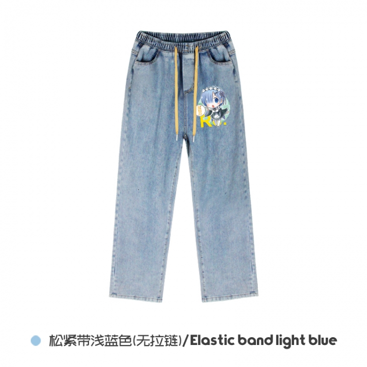 Re:Zero kara Hajimeru Isekai Seikatsu Elasticated No-Zip Denim Trousers from M to 3XL  NZCK02-1