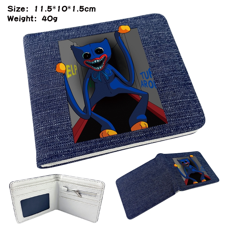 poppy playtime Anime Peripheral Denim Folding Wallet 11.5X10X1.5CM 40g
