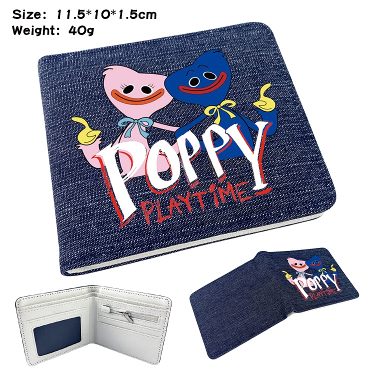 poppy playtime Anime Peripheral Denim Folding Wallet 11.5X10X1.5CM 40g