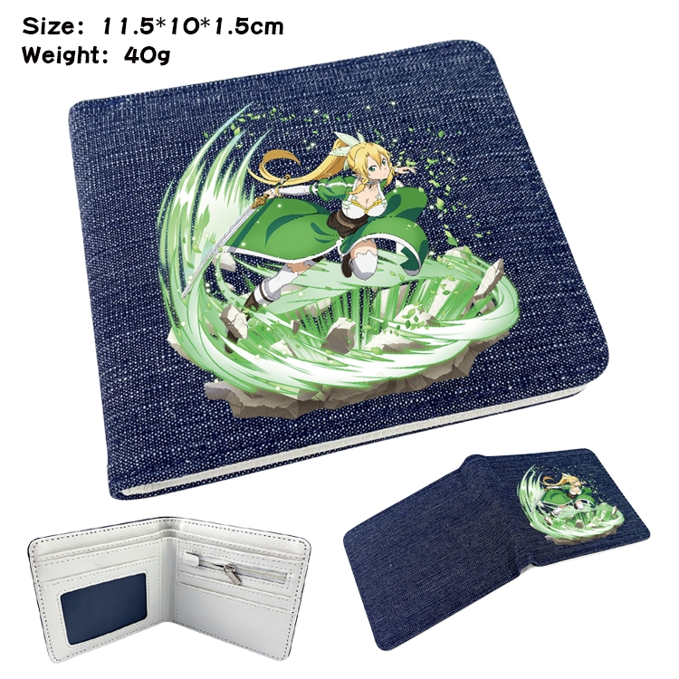 Sword Art Online Anime Peripheral Denim Folding Wallet 11.5X10X1.5CM 40g