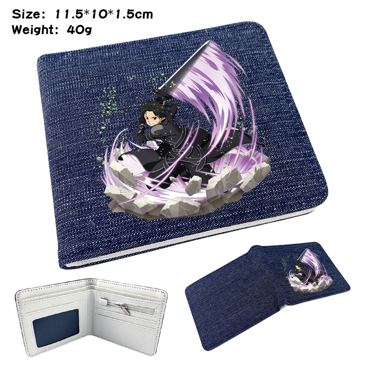 Sword Art Online Anime Peripheral Denim Folding Wallet 11.5X10X1.5CM 40g