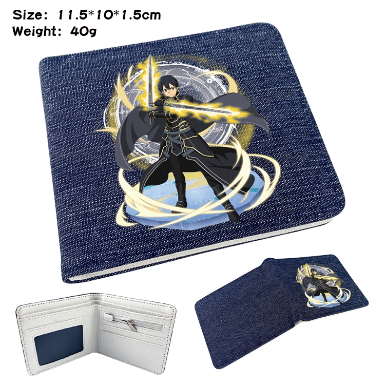 Sword Art Online Anime Peripheral Denim Folding Wallet 11.5X10X1.5CM 40g