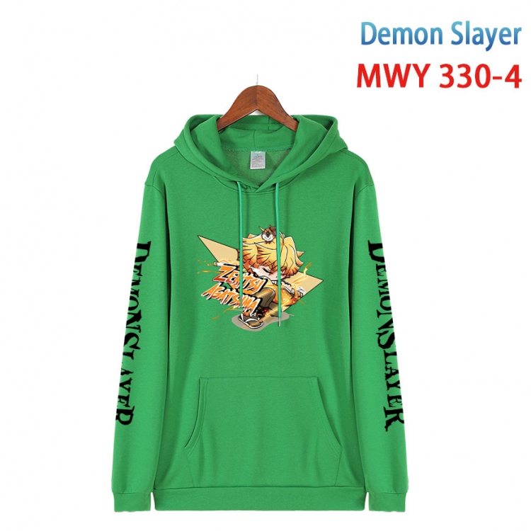 Demon Slayer Kimets Cartoon Sleeve Hooded Patch Pocket Cotton Sweatshirt from S to 4XL MWY 330 4