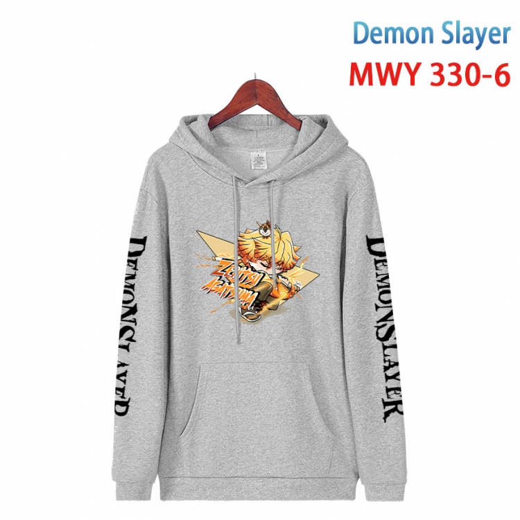 Demon Slayer Kimets Cartoon Sleeve Hooded Patch Pocket Cotton Sweatshirt from S to 4XL MWY 330 6