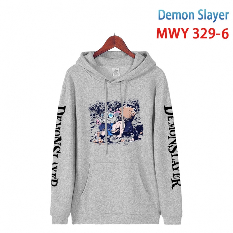 Demon Slayer Kimets Cartoon Sleeve Hooded Patch Pocket Cotton Sweatshirt from S to 4XL MWY 329 6