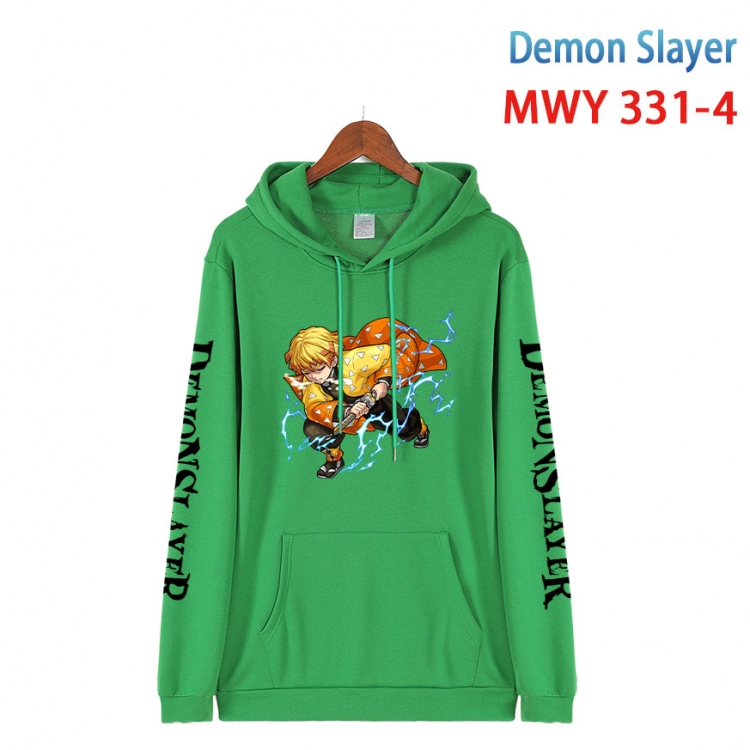 Demon Slayer Kimets Cartoon Sleeve Hooded Patch Pocket Cotton Sweatshirt from S to 4XL MWY 331 4