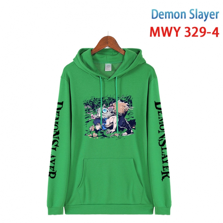 Demon Slayer Kimets Cartoon Sleeve Hooded Patch Pocket Cotton Sweatshirt from S to 4XL MWY 329 4