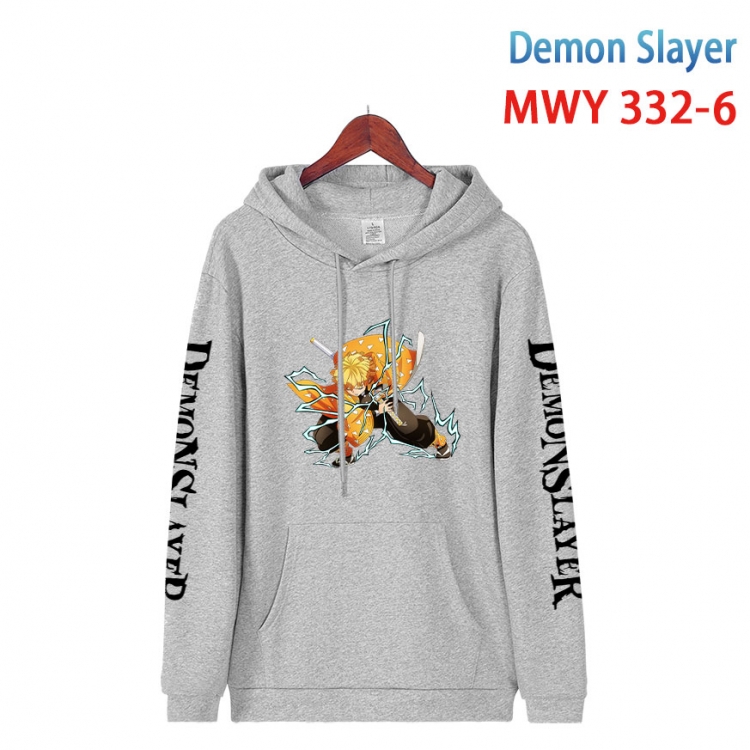 Demon Slayer Kimets Cartoon Sleeve Hooded Patch Pocket Cotton Sweatshirt from S to 4XL MWY 332 6