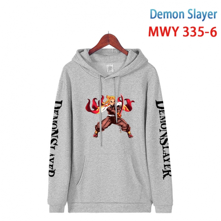 Demon Slayer Kimets Cartoon Sleeve Hooded Patch Pocket Cotton Sweatshirt from S to 4XL MWY 335 6