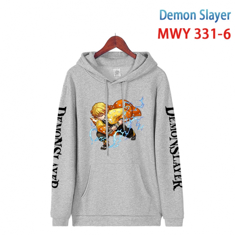 Demon Slayer Kimets Cartoon Sleeve Hooded Patch Pocket Cotton Sweatshirt from S to 4XL MWY 331 6