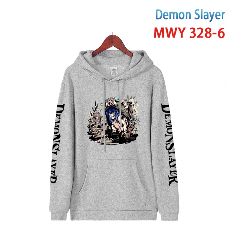 Demon Slayer Kimets Cartoon Sleeve Hooded Patch Pocket Cotton Sweatshirt from S to 4XL MWY 328 6