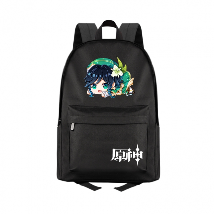 Genshin Impact  Anime Print Zipper Canvas Multifunctional Storage Bag Backpack 41X29X16cm