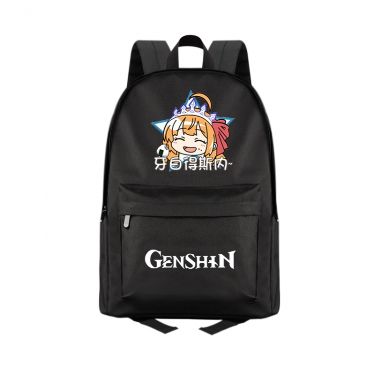 Genshin Impact  Anime Print Zipper Canvas Multifunctional Storage Bag Backpack 41X29X16cm