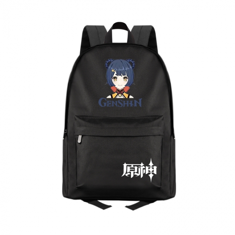 Genshin Impact  Anime Print Zipper Canvas Multifunctional Storage Bag Backpack 41X29X16cm