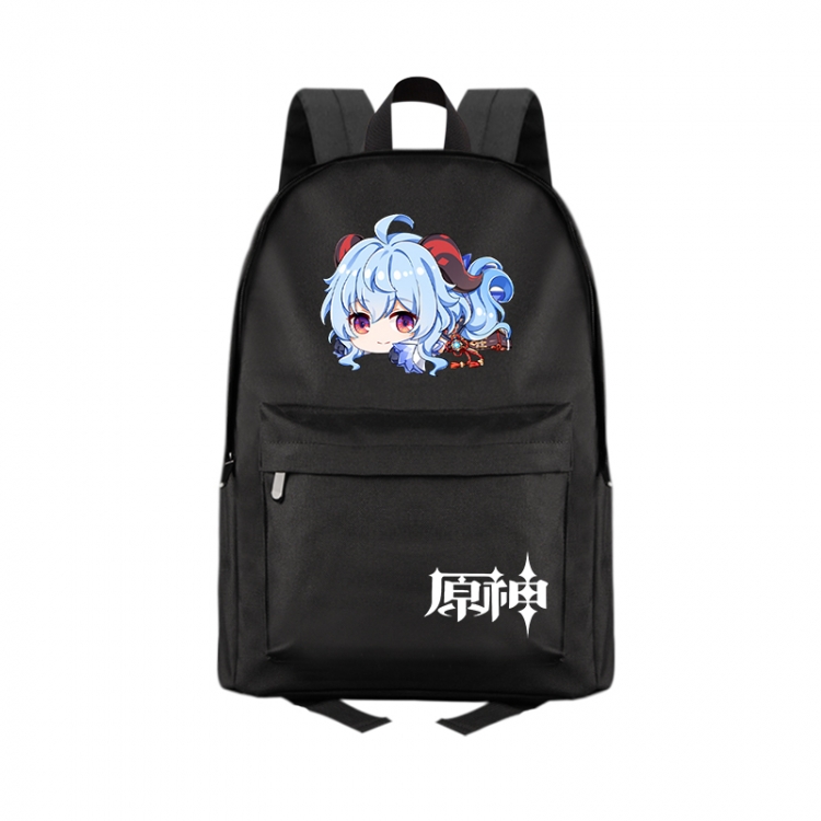 Genshin Impact  Anime Print Zipper Canvas Multifunctional Storage Bag Backpack 41X29X16cm