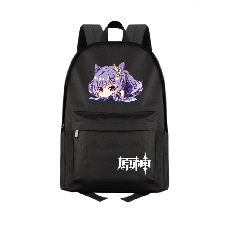 Genshin Impact  Anime Print Zipper Canvas Multifunctional Storage Bag Backpack 41X29X16cm