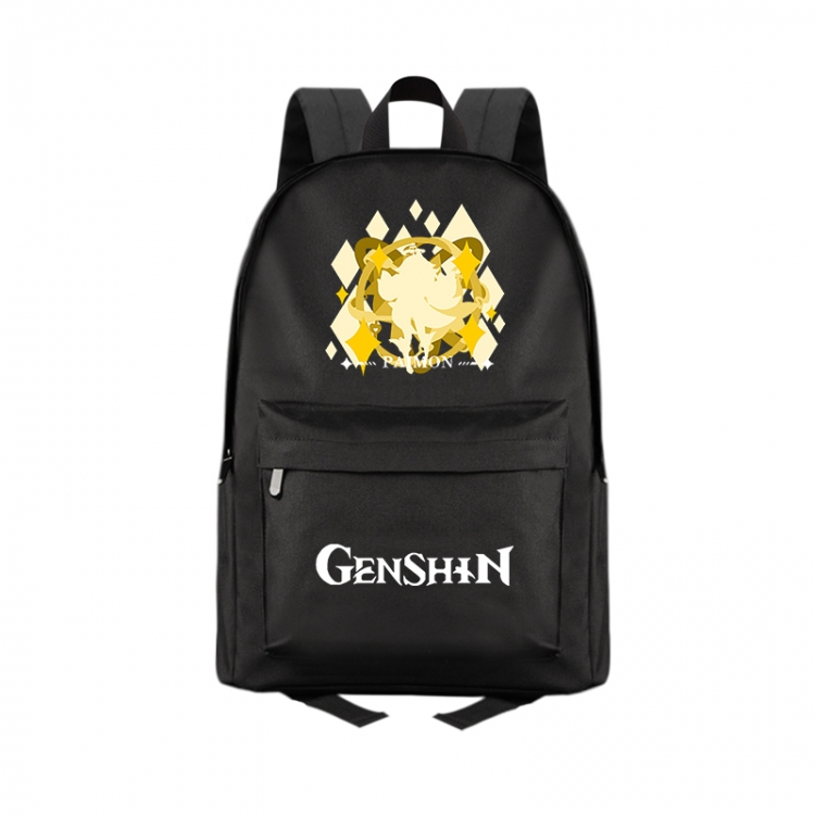 Genshin Impact  Anime Print Zipper Canvas Multifunctional Storage Bag Backpack 41X29X16cm