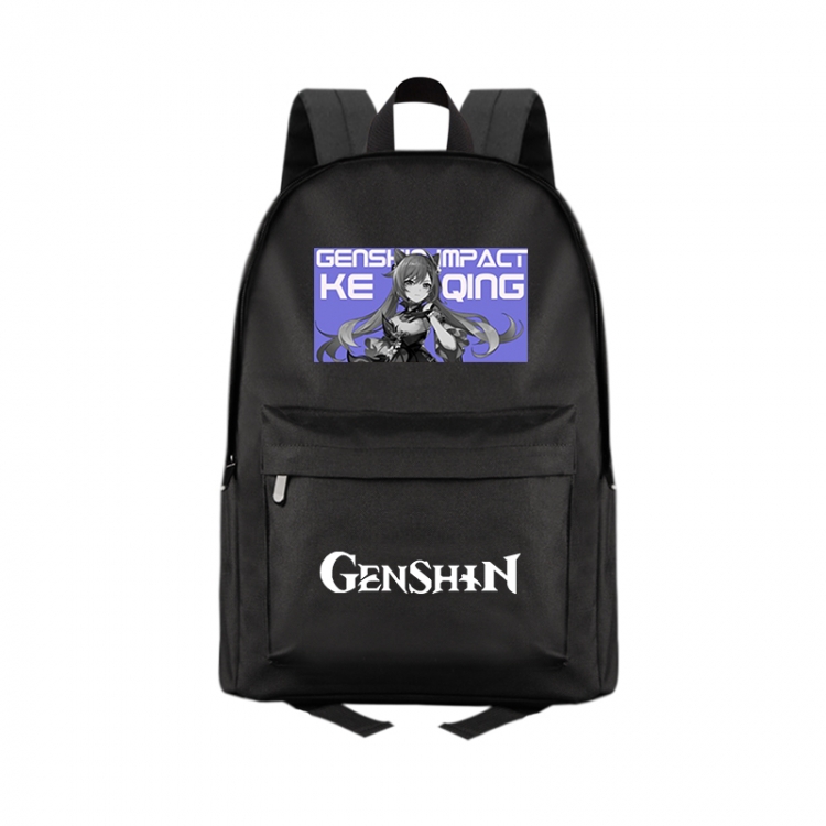 Genshin Impact  Anime Print Zipper Canvas Multifunctional Storage Bag Backpack 41X29X16cm