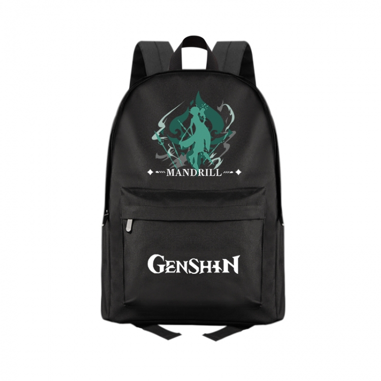 Genshin Impact  Anime Print Zipper Canvas Multifunctional Storage Bag Backpack 41X29X16cm