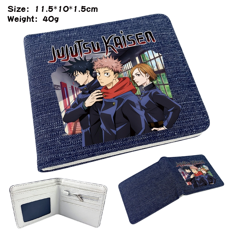 Jujutsu Kaisen  Anime Peripheral Denim Folding Wallet 11.5X10X1.5CM 40g