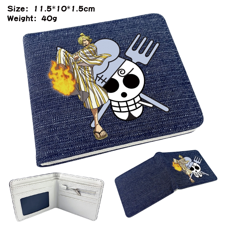 One Piece Anime Peripheral Denim Folding Wallet 11.5X10X1.5CM 40g