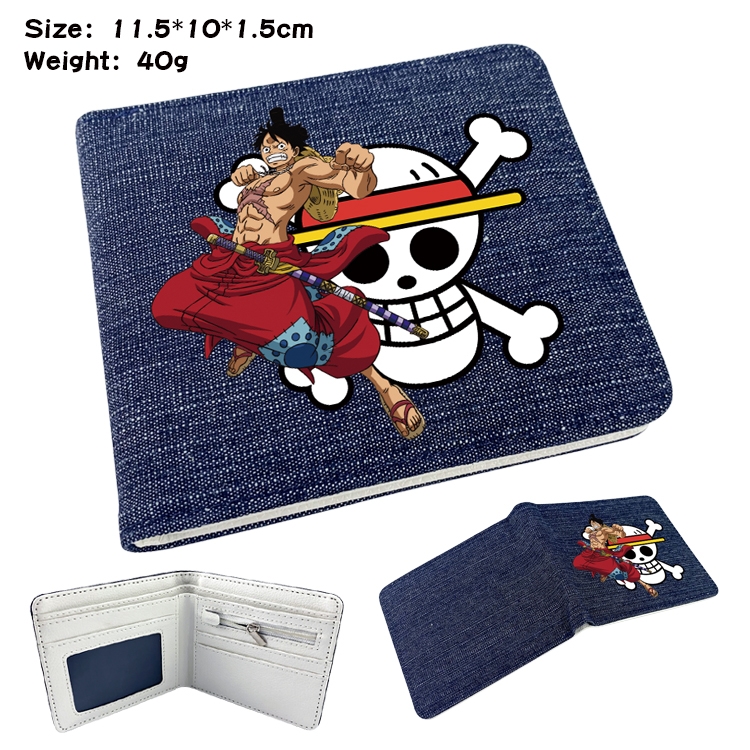 One Piece Anime Peripheral Denim Folding Wallet 11.5X10X1.5CM 40g