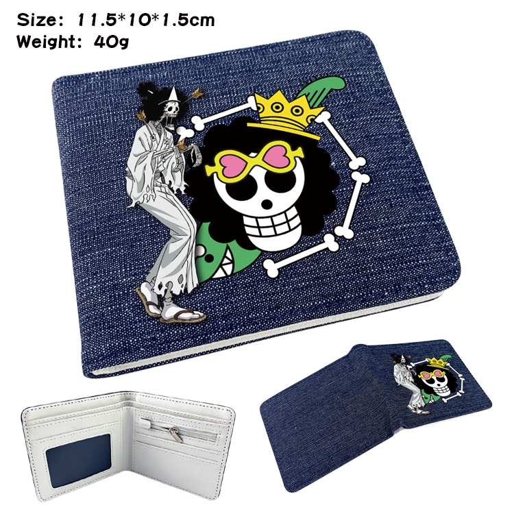 One Piece Anime Peripheral Denim Folding Wallet 11.5X10X1.5CM 40g