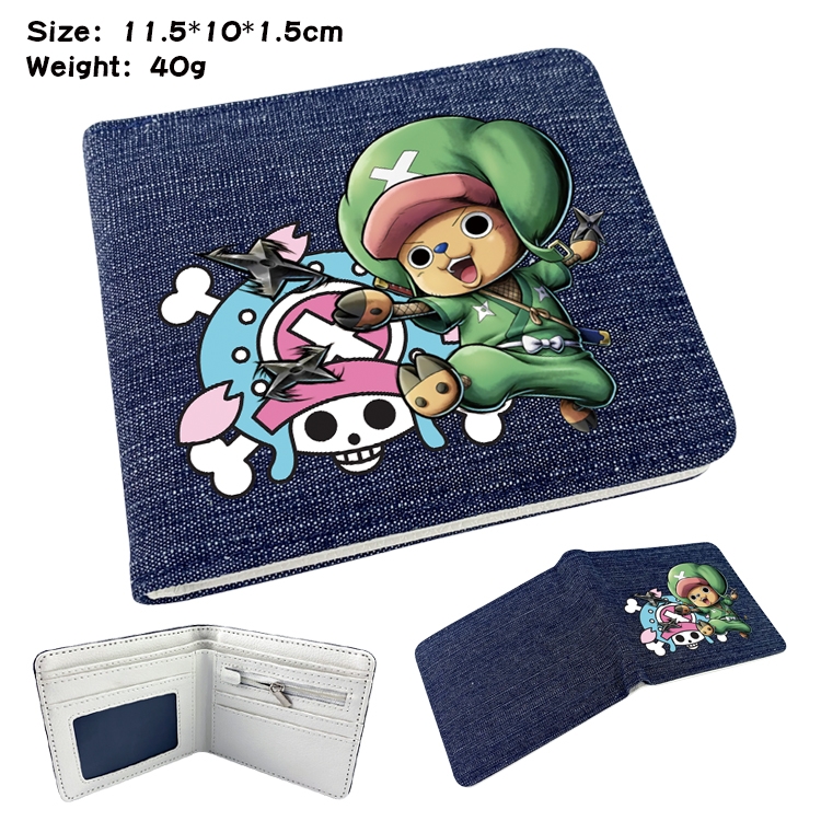 One Piece Anime Peripheral Denim Folding Wallet 11.5X10X1.5CM 40g