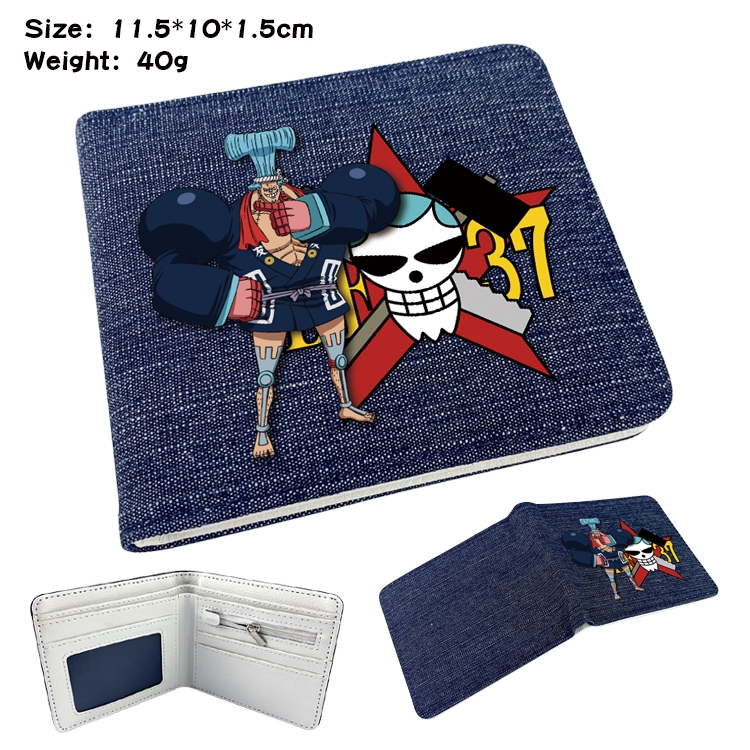 One Piece Anime Peripheral Denim Folding Wallet 11.5X10X1.5CM 40g