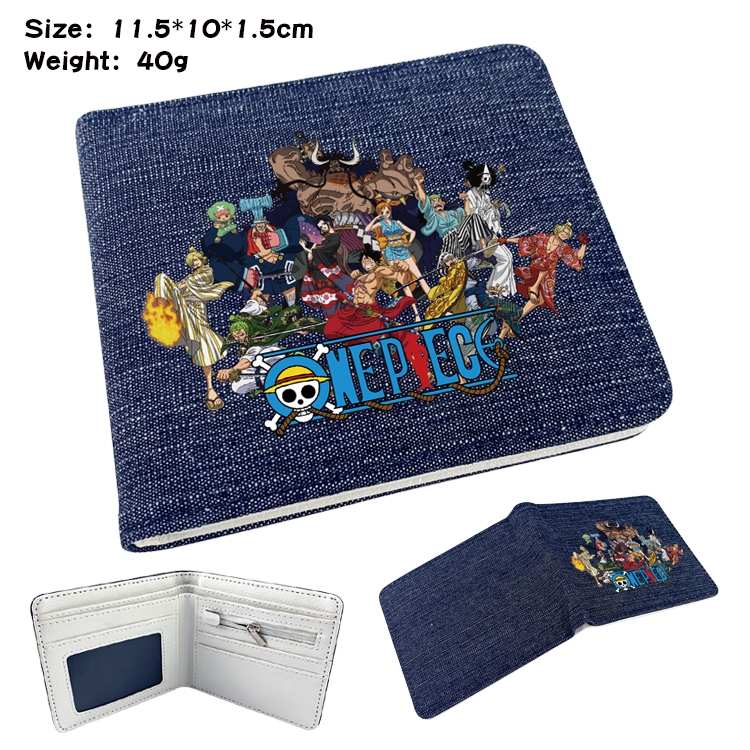 One Piece Anime Peripheral Denim Folding Wallet 11.5X10X1.5CM 40g