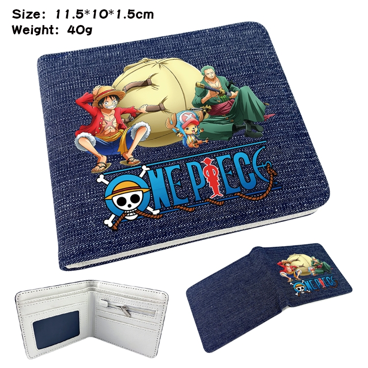 One Piece Anime Peripheral Denim Folding Wallet 11.5X10X1.5CM 40g