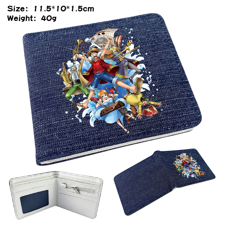 One Piece Anime Peripheral Denim Folding Wallet 11.5X10X1.5CM 40g
