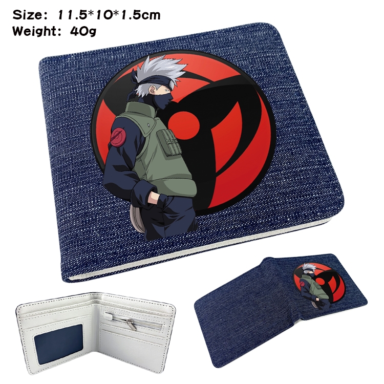 Naruto Anime Peripheral Denim Folding Wallet 11.5X10X1.5CM 40g