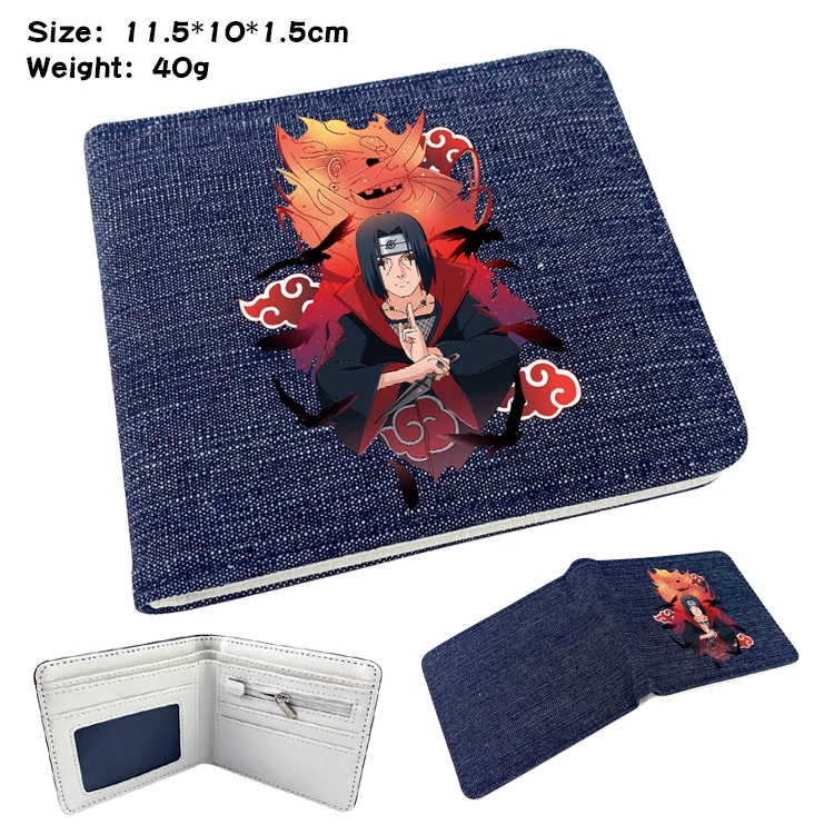 Naruto Anime Peripheral Denim Folding Wallet 11.5X10X1.5CM 40g