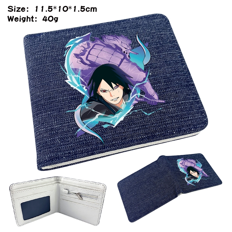 Naruto Anime Peripheral Denim Folding Wallet 11.5X10X1.5CM 40g