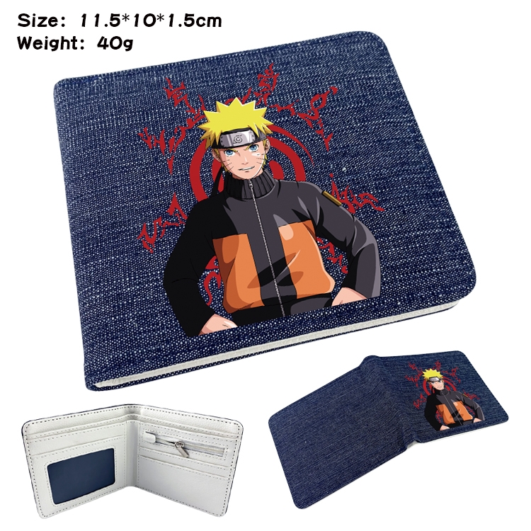 Naruto Anime Peripheral Denim Folding Wallet 11.5X10X1.5CM 40g