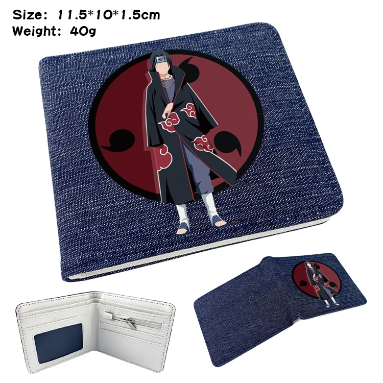 Naruto Anime Peripheral Denim Folding Wallet 11.5X10X1.5CM 40g