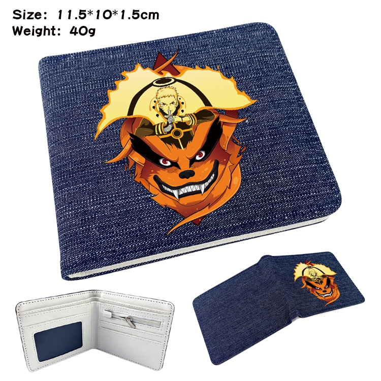 Naruto Anime Peripheral Denim Folding Wallet 11.5X10X1.5CM 40g