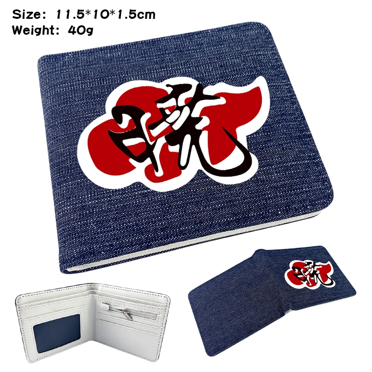 Naruto Anime Peripheral Denim Folding Wallet 11.5X10X1.5CM 40g