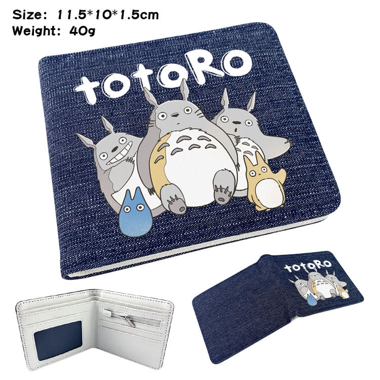 TOTORO Anime Peripheral Denim Folding Wallet 11.5X10X1.5CM 40g