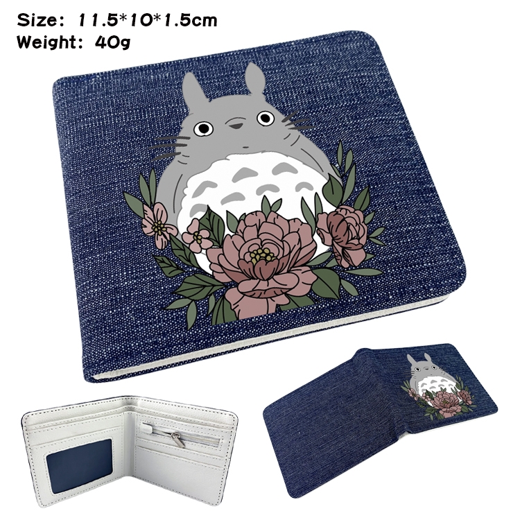 TOTORO Anime Peripheral Denim Folding Wallet 11.5X10X1.5CM 40g